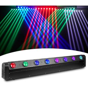 8 Eye LED Moving Head Light, 8x12W Stage Light Bar Strobe Beam Spider RGBW 4IN1 DMX 512 & Sound Activated 180° Tilt DJ Lighting for Party DJ Club KTV Disco Event Show