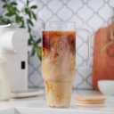 40oz Glass Tumbler, 3 Glass Straws, Natural Lid, Slender Handle, Elevate Your Style, Coffee Cup, Water Bottle, To Go, Reusable, All Natural, No Plastic