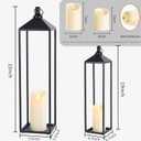 22'' 19'' Large Lanterns Decorative Outdoor Indoor, Set of 2 Black Metal Candle Lanterns Modern Farmhouse Floor Lanterns Decorative for Home Decor, Mantle, Fireplace, Patio, Porch, Garden