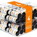 SCAVATA 4 Pack Skinny Can Organizer for Refrigerator, Stackable Tall Skinny Soda Pop Can Holder Dispenser with Lid for Fridge Pantry Rack Freezer, Clear Plastic Storage Bins-Holds 12 Slim Cans Each