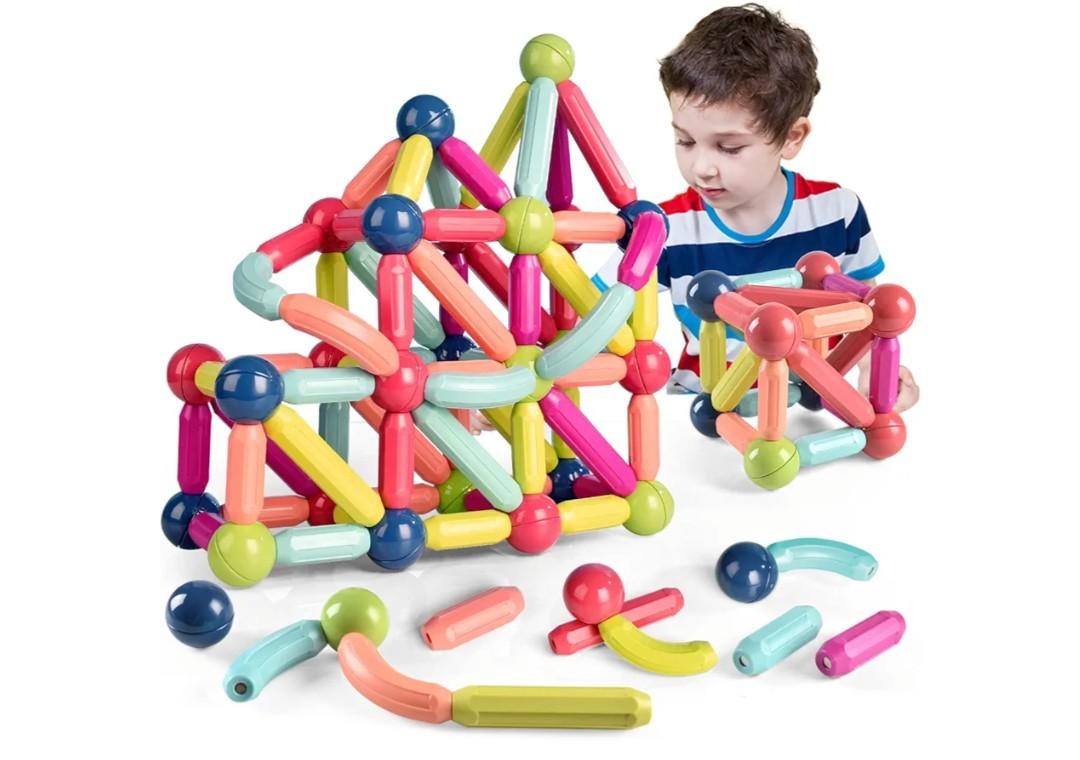 Magnetic Balls and Rods Set, Magnet Building Set, Magnetic Balls and Sticks - Featuring Safe, Extra-Strong, Montessori Toys STEM Stacking Toys for Boys & Girls 3+ (46 PCS)