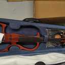 Electric Violin, 4/4 Full Size Solid Silent Fiddle with Ebony Fittings, Silent Electric Violin Kit for Beginner Students (Mahogany)
