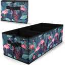 MIU COLOR Trunk Organizer, Collapsible Car Trunk Organizer, Non-Slip Bottom, Storage Organizer for SUV, Sedans, Van, Jeep, Grocery, Large 3 Compartments Car Organizer for Women, Flamingo, 32"x13"x10"