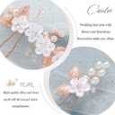 Casdre Flower Bridal Hair Pins Pearl Bride Wedding Hair Accessories Rhinestone Hair Piece for Women and Girls(Pack of 3) (C Rose Gold)