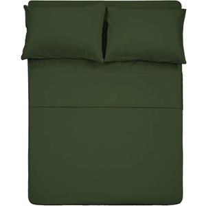 Best Season 4 Piece Bed Sheet Set (Full Size Olive Green) 1 Flat Sheet,1 Fitted Sheet and 2 Pillow Cases,100% Brushed Microfiber 1800 Luxury Bedding,Deep Pockets,Extra Soft & Fade Resistant