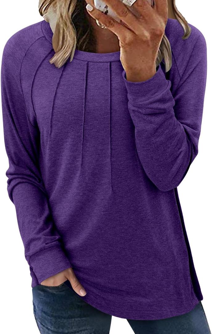 onlypuff Womens Top Long Sleeve Shirts for Women Cute Ladies Top Fashion Fall Tops 2024 Tunic Tops Blouses (L)