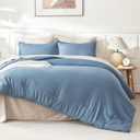 Litanika Full Size Comforter Sets Grayish Blue, 3 Pieces Lightweight Solid Bedding Comforter Set, All Season Fluffy Bed Set (79x90In Comforter & 2 Pillowcases)