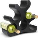 Countertop Wine Rack - 6 Bottle Wooden Wine Rack - Freestanding Wine Bottle Holder Stand - Wine Storage Rack for Cabinet Pantry Bar Kitchen (Black)