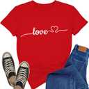 Valentines Day Shirt for Women Valentines Love Heart T-Shirts Romantic Love Tee Tops (Red, XL)