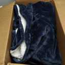 Bedsure GentleSoft Sherpa Fleece Blanket Queen Size for Bed, Non-Heated, Thick and Warm Throw for Women and Men, Soft Fuzzy Plush Queen Blanket for Winter, Navy, 90x90 Inches