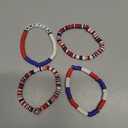 America Red White Blue Beaded Bracelets 4pc