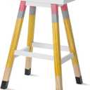Yousoontic Pencil Teacher Stool 29 Inches Back to School Stool Solid Wood Colorful Stool Self Assembled Wooden Stool for Home Office Supplies