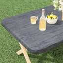 misaya Rectangle Vinyl Tablecloth, Fitted Table Cover, 100% Waterproof, Elastic Edge, Flannel Backing, Table Cloth Fit 6 Foot Folding Tables for Picnic, Camping, Outdoor (Wood Grey, 30x72 inch)