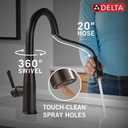 Delta Essa Touchless Kitchen Faucet with Touch Technology, Oil Rubbed Bronze Kitchen Sink Faucet with Pull Down Sprayer, Single Hole, Venetian Bronze 9113TL-RB-DST