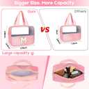 Initial Clear Makeup Bag Personalized Pink Clear Cosmetic Bag, Cute Large Make Up Bags Organizer Bag, Travel Toiletry Bag for Women Girl Gifts C (Pink)