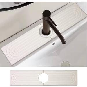 Faucet Mat for Kitchen Sink Diatomaceous Earth Faucet Splash Guard, Stone Quick Dry Sink Splashback Drying Mat Quick Drying Water Absorbing Stone Tray For Kitchen (White, 17.7 3.9)