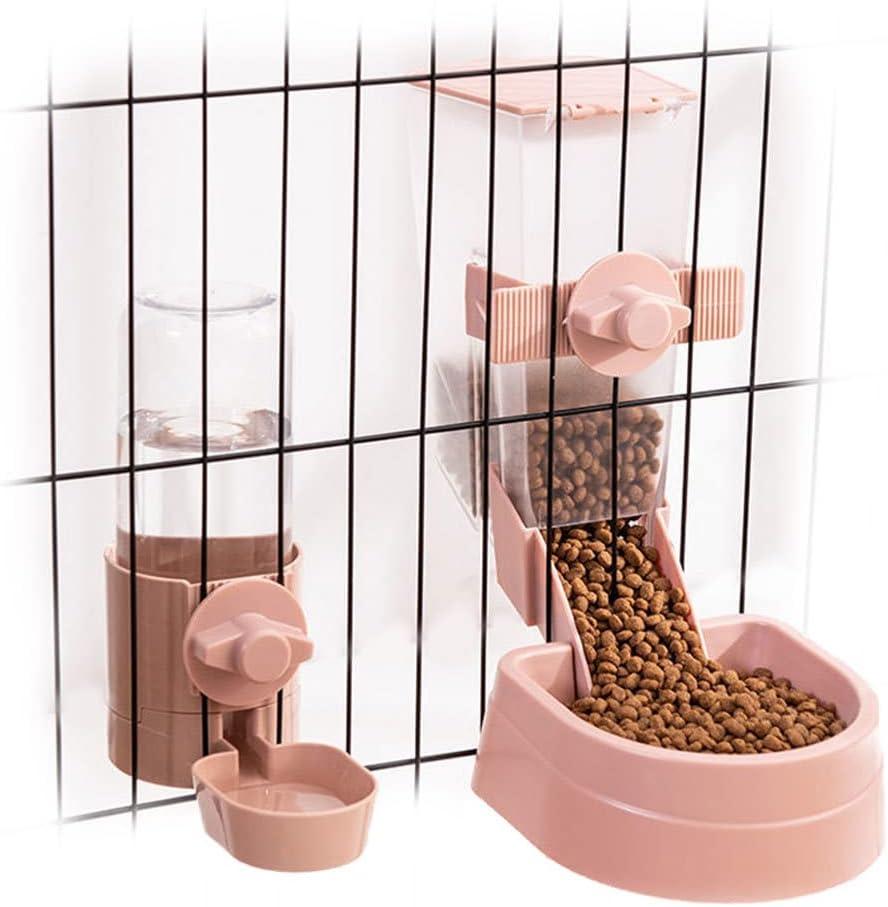 Oncpcare Rabbit Food Dispenser Water Bottle, Small Animal Bowls for Cage, Hanging Automatic Small Pet Water Bowl for Bunny Guinea Pig Ferret (Pink)