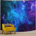 Apdidl Extra Large Galaxy Space Tapestry for Bedroom Aesthetic 118'' X 98'' Blue Starry Sky Stars Universe Tapestry Mysterious Nebula Wall Hanging Backdrop Decor for Bedroom Living Room