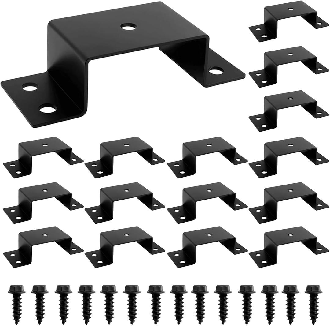 16-Pack Steel Trailer Stake Pockets for 2x4 Wood, Utility Trailer Pocket Stakes Heavy Duty for Lumber Black