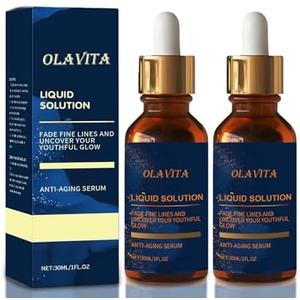 OLAVITA Facial Serum, Liquid Anti-Aging Solution with Vitamin C, E, Retinol & Aloe, Boosts Collagen, Shrinks Pores, Diminishes Wrinkles & Fine Lines (2Pcs)