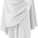 Womens Open Front Poncho Sweater Wrap Topper Knitted Elegant Shawls Cape for Spring Fall Winter (Series 1-ivory)