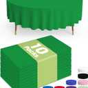 Pureegg Plastic Table Cloth Disposable 10 Pack, 84'' Round Table Cloths, St Patricks Day, Christmas Decorations, Tablecloths, Round, Forest, Emerald, Plastic Cover, Leakproof & Sturdy, Green