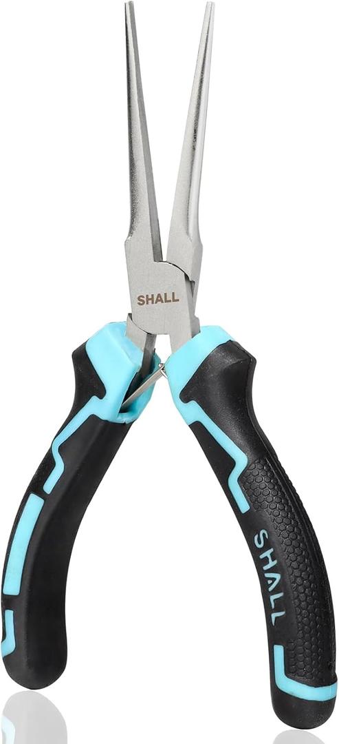 SHALL 6" Mini Needle Nose Pliers, Long Nose Pliers w/Comfort Grip Handles & Non-Serrated Drop Forged Steel Jaws, Small Needle Nose Pliers for Jewelry Making, Wire Wrapping, Crafts, Electronic Repair