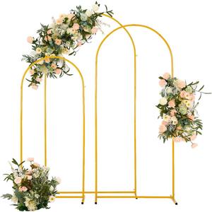 Vincidern Wedding Arch Backdrop Stand Set of 3 (6.6FT, 5.9FT, 4.9FT), Metal Backdrop Stand for Wedding, Balloon Arch Stand for Party, Birthday, Baby Shower, Graduation Decorations, Gold