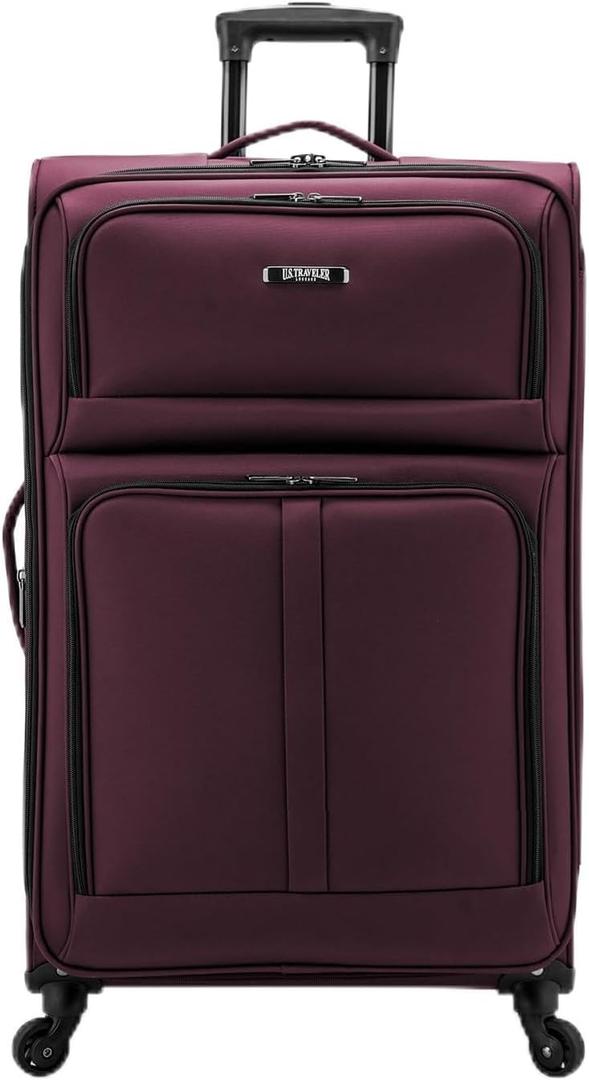 U.S. Traveler Anzio Softside Expandable Luggage with Spinner Wheels, Burgundy, 30-Inch Large