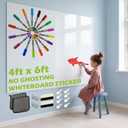AFMAT Whiteboard Sticker for Wall, 4x6ft White Board Paper, Super Sticky Dry Erase Wallpaper, Peel and Stick Dry Erase Board with 16 Markers, No Ghosting Whiteboard Paper for Home Office Classroom