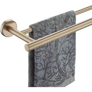 JQK Double Towel Bar Champagne Bronze, 27 Inch 304 Stainless Steel Thicken 0.8mm Towel Rack for Bathroom, Towel Holder Wall Mount, Useable Length 24 Inch, TB100L24-CB