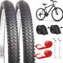 2-Pack Mountain Bike Tires & Inner Tubes Set 26 X 1.75-2.125 Folding Puncture-Resistant Replacement Tires with Pair 1.75-2.125 Inner Tubes & Tire Levers for MTB Off-Road Bikes