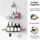 Shower Caddy Hanging, Never Rust Shower Organizer Hanging, Aluminum Shower Racks for Inside Shower with Hooks for Razor, Bathroom Organizers and Storage with Soap Holder, Bright Silver