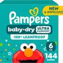 Pampers Diapers - Baby Dry - Size 6, 144 Count, Absorbent Disposable Infant Diaper (Packaging May Vary)