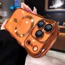 for iPhone 17 Pro Max Case Magnetic,Cute Wavy Clear Phone CoverFull Camera Protection Camera Control Buttons,Case for iPhone 17 Pro Max 6.9",Orange