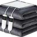 Electric Heated Blanket King Size 90''x100'' Soft Flannel & Sherpa Electric Blanket with 10 Heating Levels, Automatically Shut Down After 8h with Overheat Protection Machine Washable (Dark Grey)