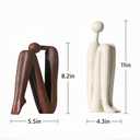 Resin Book Ends, Abstract Thinker Modern Minimalist Decorative Sculpture Bookends, Non-Slip Heavy Duty Bookends for Shelves for Home Office Shelves Desk, Set of 2 (Brown & White)