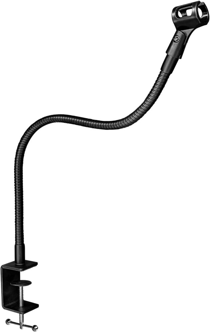 24-INCHS Flexible Gooseneck Microphone Stand with Heavy Duty Desk Clamp for Podcast, Meetings, Lectures, Radio Broadcasting Studio, Live Broadcast Equipment, TV Stations