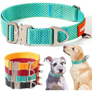 Heavy Duty Nylon Dog Collar with Metal Buckle | Quick Release Adjustable Dog Collar for Small Medium Large Dogs | Durable Outdoor Walking & Training Collars (Teal, 10"-16.5")