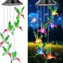 Hummingbird Solar Wind Chimes, Hummingbird Wind Chimes for Outside,Best Gifts for Mom Grandma Women Wife Aunt Sister, Unique Mobile Wind Chime, Garden Yard Decor Green