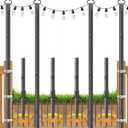 JYTOBN String Light Poles 4 Pack,Poles for Hanginig Outdoor String Lights with Fork and Fence Clamp