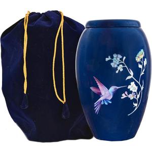 HLC URNS Lovely Blue Humming Bird Adult Cremation Urn - Handcrafted, Affordable Urn for Ashes (200 lbs - 10.5 x 6 ')