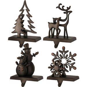 GengGeng 4pcs Christmas Stocking Holders for Fireplace Set,Christmas Weighted Stocking Hanger Hooks for Mantle- Heavy Duty Stockings Holder for Mantle/Fireplace Christmas Decoration (Multi, 4)