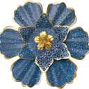 EASICUTI Blue Metal Flower Wall Decor Boho Metal Wall Art Decorations Hanging For Indoor Outdoor Home Bathroom Patio Fence Garden Bedroom Living Room Or Wall Sculptures 12 Inch