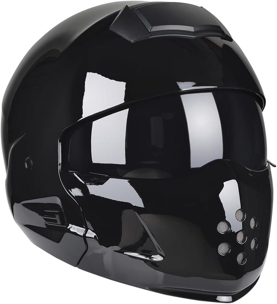 Harssidanzar 3/4 Open Face Motorbike Motorcycle Helmet Full Face Modular Helmets with Visor for Mens and Womens Street Bike Cruiser Scooter DOT Approved CU605US, Small