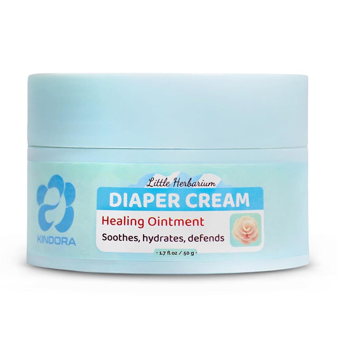 2 x KINDORA Diaper Rash Cream for Baby with Zinc Oxide, Shea Butter & Jojoba | 1.7 Oz | Organic, Hypoallergenic & Plant-Based Formula | Gentle Rash Relief & Cradle Cap Treatment | Newborn Essential