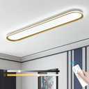 ADISUN Modern LED Ceiling Light Dimmable Linear Ceiling Light 47in Semi Flush Mount Long Lights with Remote Control and Side Lighting for Living Room Kitchen Dining Room Gold