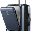 LUGGEX Carry on Luggage 22x14x9 Airline Approved, PC Hard Shell Suitcase with Front Pocket, Expandable Luggage with USB Port (Blue, 20 Inch, 37L)