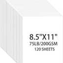 White Cardstock 8.5 X 11, 120 Sheets Card Stock, 75lb/ 200gsm Copy Paper, Cardstock Printer Paper for Art, Drawing, Invitations, DIY Cards, Watercolor, Craft, Construction, School & Office Supplies