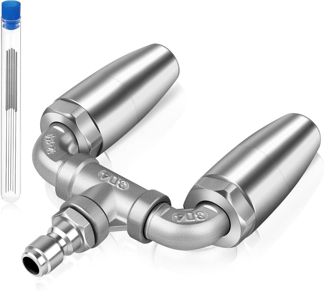 Boltigen Dual Turbo Nozzle Pressure Washer, 360 Rotating Spray Tips for Power Washer, 3.0 Orifice Stainless Steel Twin Turbo Nozzle, 1/4 Quick Connect, 4-6 GPM, 4000 PSI Max (Silver)